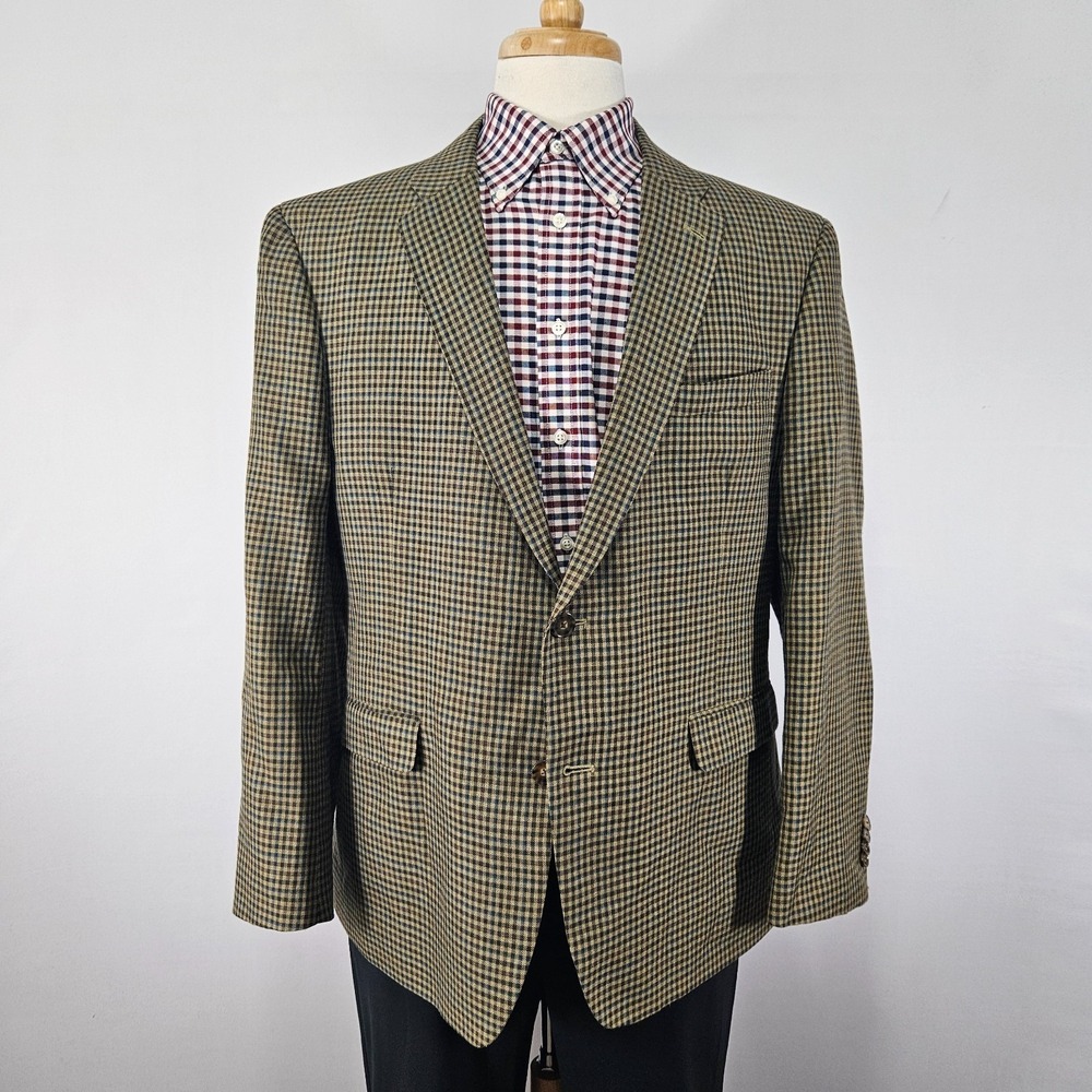 Tommy‎ Hilfiger Men's Sport Coat Blazer Two Button Olive Checked Poly Blend 44S